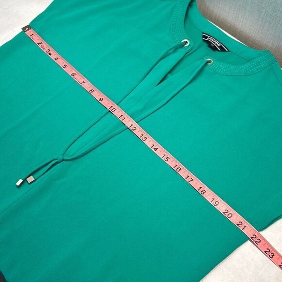 Lands' End Shift Dress Sz 8P Green Tie Slit Neck Short Sleeve Side Pockets - Picture 7 of 8